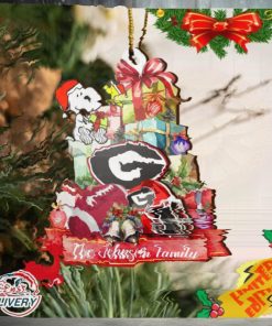 Georgia Bulldogs And Snoopy Christmas NCAA Ornament Custom Your Family Name