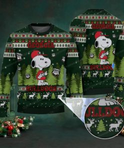 Georgia Bulldogs And Snoopy Ugly Sweater Black And Vibrant Green