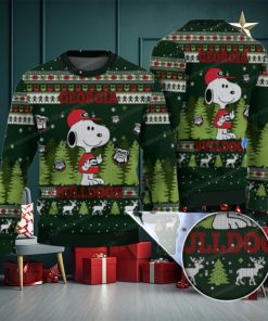 Georgia Bulldogs And Snoopy Ugly Sweater Black And Vibrant Green