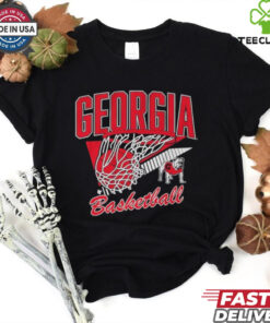 Georgia Bulldogs Basketball Mascot T-shirt featuring a dynamic design that showcases the school's fierce basketball mascot. Show your support for the Georgia Bulldogs with this bold and spirited apparel, perfect for any fan of the team.