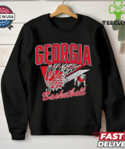 Georgia Bulldogs Basketball Mascot T-shirt featuring a dynamic design that showcases the school's fierce basketball mascot. Show your support for the Georgia Bulldogs with this bold and spirited apparel, perfect for any fan of the team.