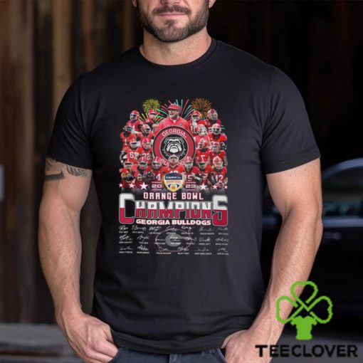 Georgia Bulldogs Football 2023 Orange Bowl Champions Thank You For The Memories Signatures Shirt