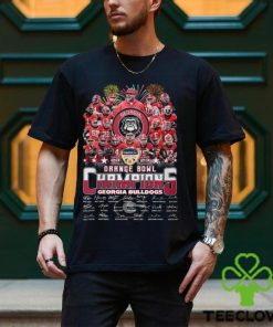 Georgia Bulldogs Football 2023 Orange Bowl Champions Thank You For The Memories Signatures Shirt