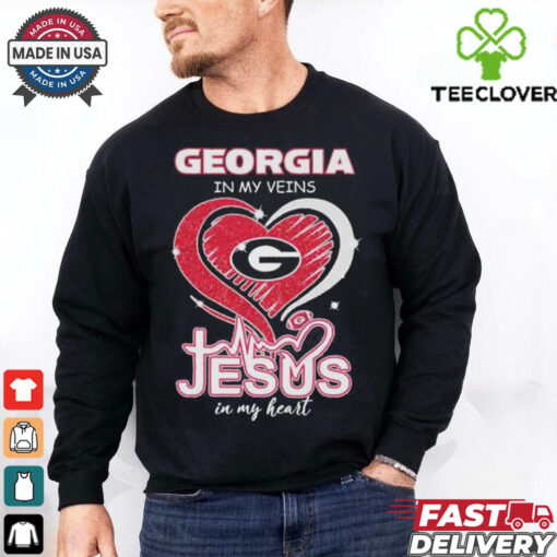 Georgia Bulldogs Football In My Veins Jesus In My Heart Shirt