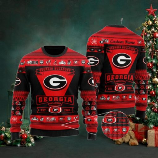 Georgia Bulldogs Football Team Logo Custom Name Personalized Ugly Christmas Sweater, Ugly Sweater, Christmas Sweaters, Hoodie, Sweatshirt, Sweater