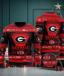 Georgia Bulldogs Football Team Logo Custom Name Personalized Ugly Christmas Sweater, Ugly Sweater, Christmas Sweaters, Hoodie, Sweatshirt, Sweater