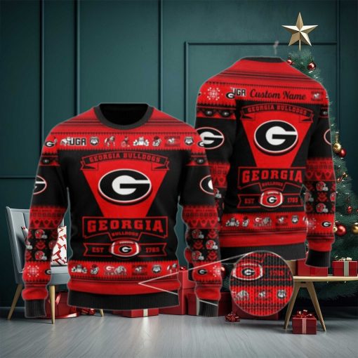 Georgia Bulldogs Football Team Logo Custom Name Personalized Ugly Christmas Sweater, Ugly Sweater, Christmas Sweaters, Hoodie, Sweatshirt, Sweater