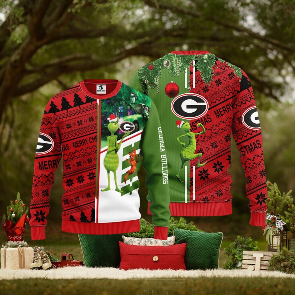 Georgia Bulldogs Grinch & Scooby doo Christmas Ugly Sweater 1