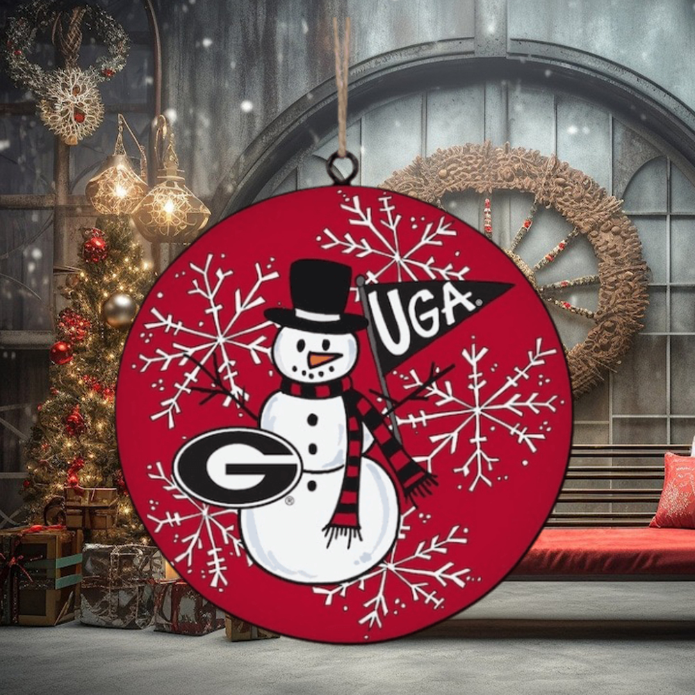 Georgia Bulldogs Metal Snowman Ornament Georgia Bulldogs Metal Snowman Ornament