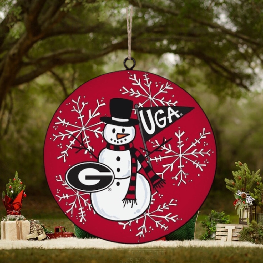 Georgia Bulldogs Metal Snowman Ornament Georgia Bulldogs Metal Snowman Ornament
