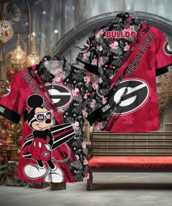 Georgia Bulldogs Mickey Mouse Floral Short Sleeve Hawaii Shirt