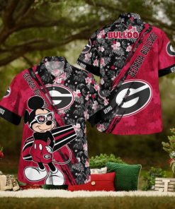 Georgia Bulldogs Mickey Mouse Floral Short Sleeve Hawaii Shirt