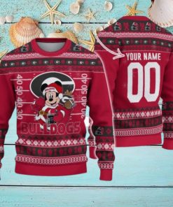 Georgia Bulldogs Mickey Player Custom Name And Number Ugly Christmas Sweater