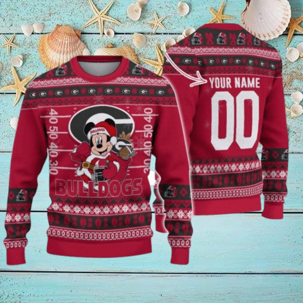 Georgia Bulldogs Mickey Player Custom Name And Number Ugly Christmas Sweater Georgia Bulldogs Mickey Player Custom Name And Number Ugly Christmas Sweater