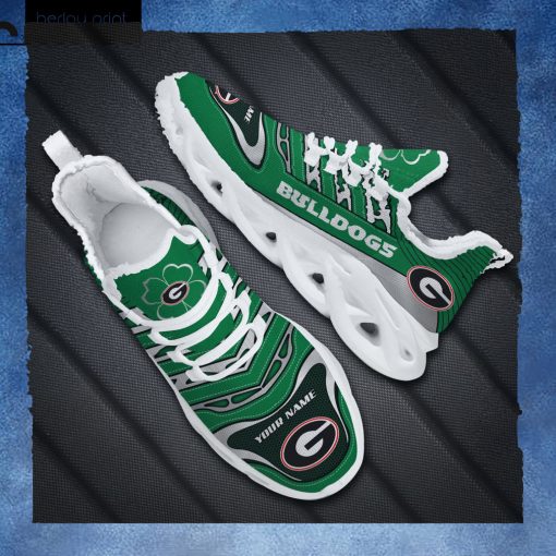 Georgia Bulldogs NCAA St. Patrick’s Day Shamrock Custom Name Clunky Max Soul Shoes Sneakers For Mens Womens