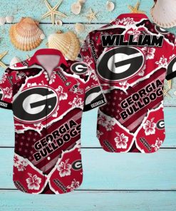 Georgia Bulldogs NCAA1 Flower Tropical Hawaiian Shirt Custom Name