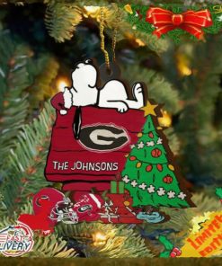 Georgia Bulldogs Snoopy Christmas NCAA Ornament Custom Name