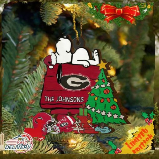 Georgia Bulldogs Snoopy Christmas NCAA Ornament Custom Name