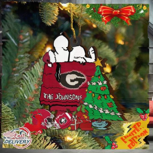 Georgia Bulldogs Snoopy Christmas NCAA Ornament Custom Name