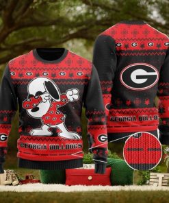 Georgia Bulldogs Snoopy Dabbing Holiday Party Knitted 3D Sweater For Christmas