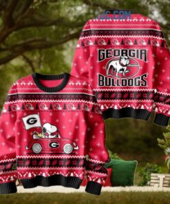 Georgia Bulldogs Snoopy Peanuts 75th Anniversary 1950 2025 Christmas Ugly Sweater