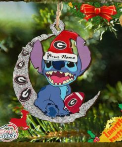Georgia Bulldogs Stitch Christmas Ornament NCAA And Stitch With Moon Ornament