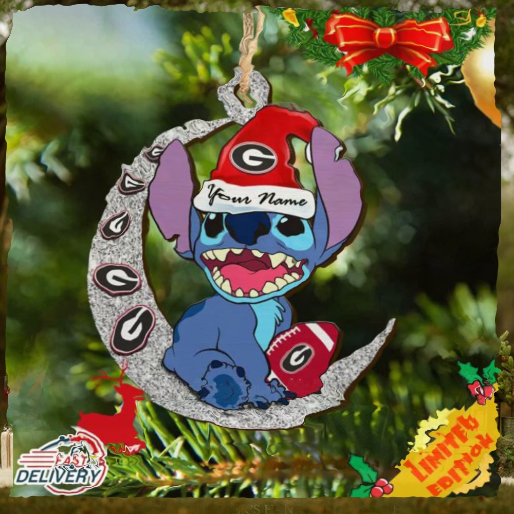 Georgia Bulldogs Stitch Christmas Ornament NCAA And Stitch With Moon Ornament Georgia Bulldogs Stitch Christmas Ornament NCAA And Stitch With Moon Ornament