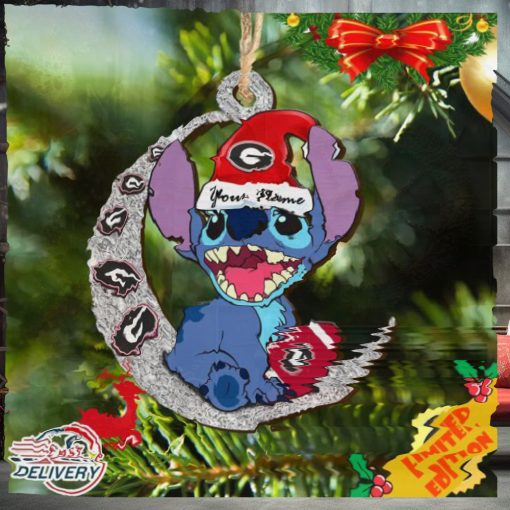 Georgia Bulldogs Stitch Christmas Ornament NCAA And Stitch With Moon Ornament