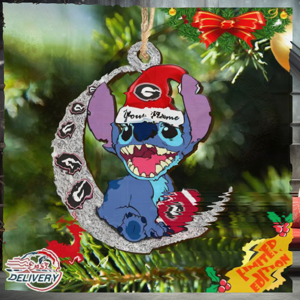 Georgia Bulldogs Stitch Christmas Ornament NCAA And Stitch With Moon Ornament Georgia Bulldogs Stitch Christmas Ornament NCAA And Stitch With Moon Ornament