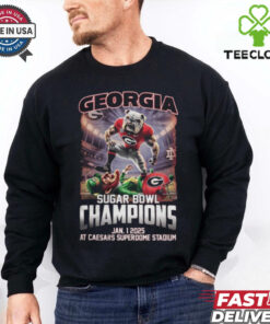 Georgia Bulldogs Sugar Bowl Champions Jan 1 2025 It’s Time At Caesars Superdome Stadium Mascot Shirt