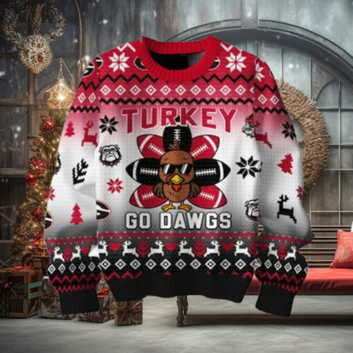 Georgia Bulldogs Turkey Go Dawgs Happy Thanksgiving Holidays 2024 Ugly Sweater