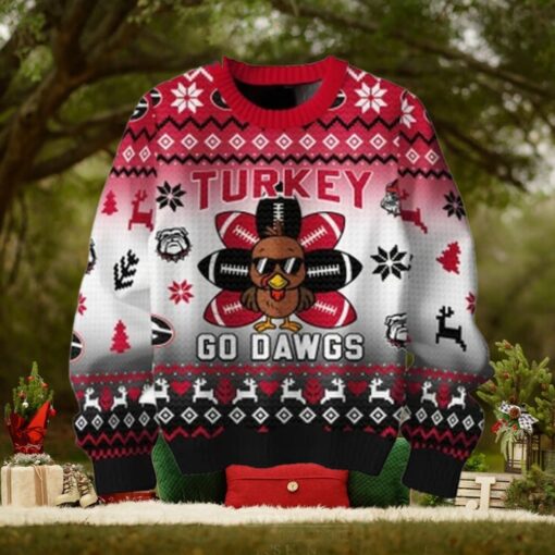 Georgia Bulldogs Turkey Go Dawgs Happy Thanksgiving Holidays 2024 Ugly Sweater