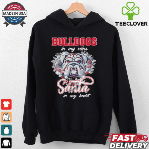 Georgia Bulldogs in my veins Santa in my heart Christmas shirt