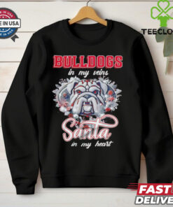 Georgia Bulldogs in my veins Santa in my heart Christmas shirt