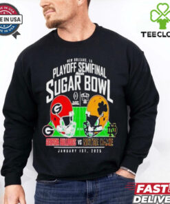 Georgia Bulldogs vs Notre Dame Fighting Irish 2025 Sugar Bowl Matchup Helmet Head To Head January 1st 2025 NCAA Bowl Games T Shirts