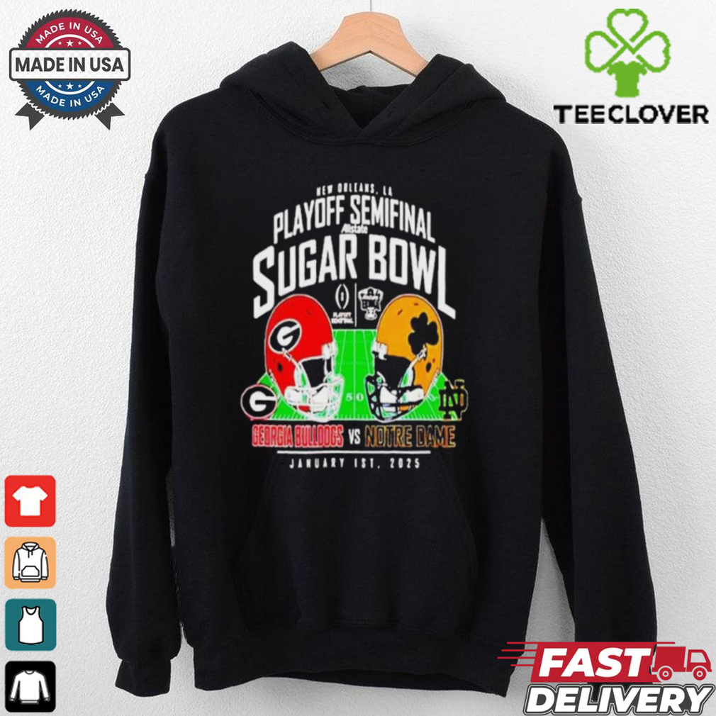 Georgia Bulldogs vs Notre Dame Fighting Irish 2025 Sugar Bowl Matchup Helmet Head To Head January 1st 2025 NCAA Bowl Games T Shirts Georgia Bulldogs vs Notre Dame Fighting Irish 2025 Sugar Bowl Matchup Helmet Head To Head January 1st 2025 NCAA Bowl Games T Shirts