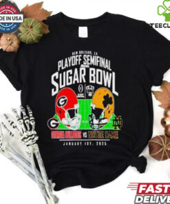 Georgia Bulldogs vs Notre Dame Fighting Irish 2025 Sugar Bowl Matchup Helmet Head To Head January 1st 2025 NCAA Bowl Games T Shirts