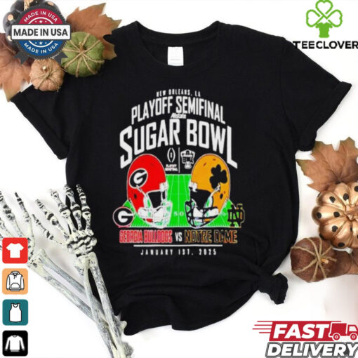 Georgia Bulldogs vs Notre Dame Fighting Irish 2025 Sugar Bowl Matchup Helmet Head To Head January 1st 2025 NCAA Bowl Games T Shirts