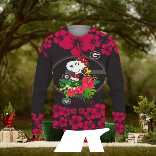 Georgia Football Champions Sports Hibiscus Hawaiian Patterns Shirt Christmas Sweater