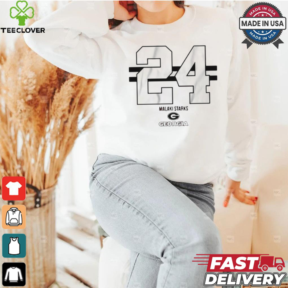 Georgia Football Malaki Starks 24 Stripe T shirt Georgia Football Malaki Starks 24 Stripe T shirt