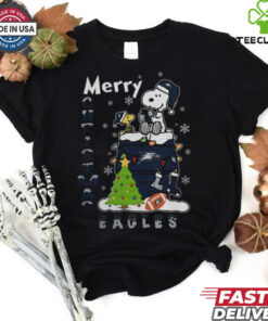 Georgia Southern Eagles Snoopy And Woodstock Merry Christmas Shirt