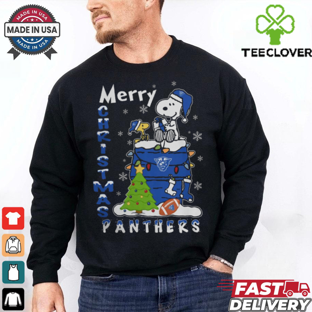 Georgia State Panthers Snoopy And Woodstock Merry Christmas Shirt Georgia State Panthers Snoopy And Woodstock Merry Christmas Shirt