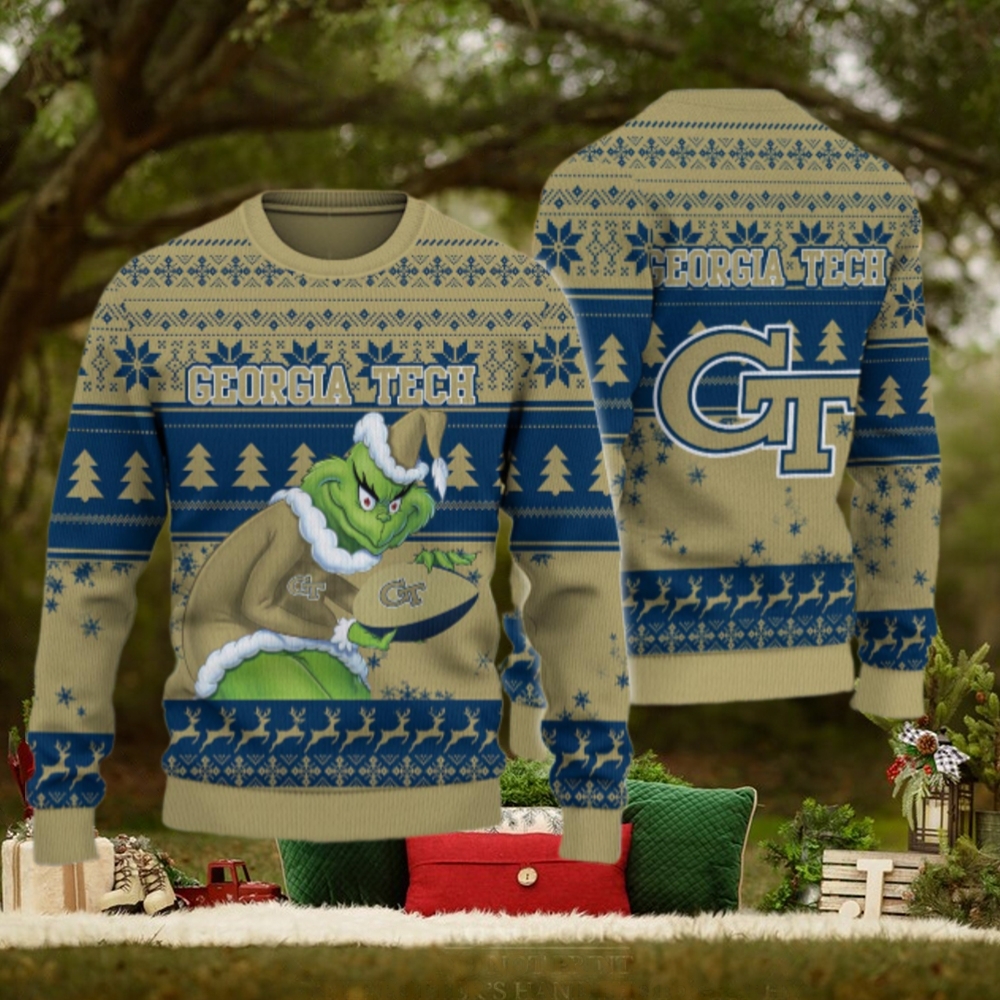 Georgia Tech Yellow Jackets Grinch Ugly Christmas Sweater Georgia Tech Yellow Jackets Grinch Ugly Christmas Sweater