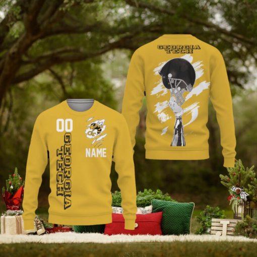 Georgia Tech Yellow Jackets Sports American Football Helmet Best Trends Custom Number And Name 3D Sweater Christmas For Fans Gift