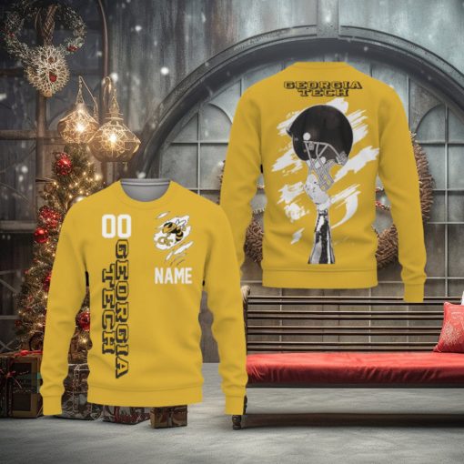 Georgia Tech Yellow Jackets Sports American Football Helmet Best Trends Custom Number And Name 3D Sweater Christmas For Fans Gift