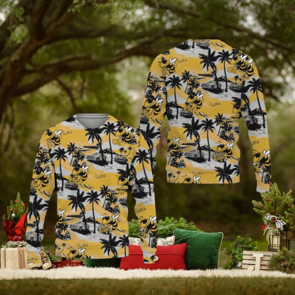 Georgia Tech Yellow Jackets Tropical Patterns Club Best Trends Coconut Tree Sweater All Over Printed Christmas Fans For Men And Women Georgia Tech Yellow Jackets Tropical Patterns Club Best Trends Coconut Tree Sweater All Over Printed Christmas Fans For Men And Women