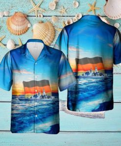 German Navy Deutsche Marine Frigate Lubeck (F214) Hawaiian Shirt