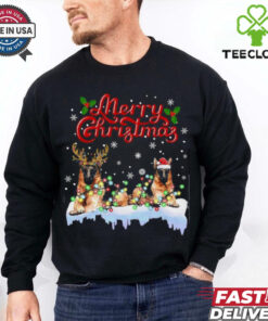 German Shepherd Christmas Lights Funny Dog Matching Family German Shepherd T Shirt