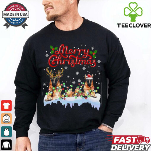 German Shepherd Christmas Lights Funny Dog Matching Family German Shepherd T Shirt