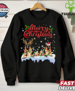 German Shepherd Christmas Lights Funny Dog Matching Family German Shepherd T Shirt